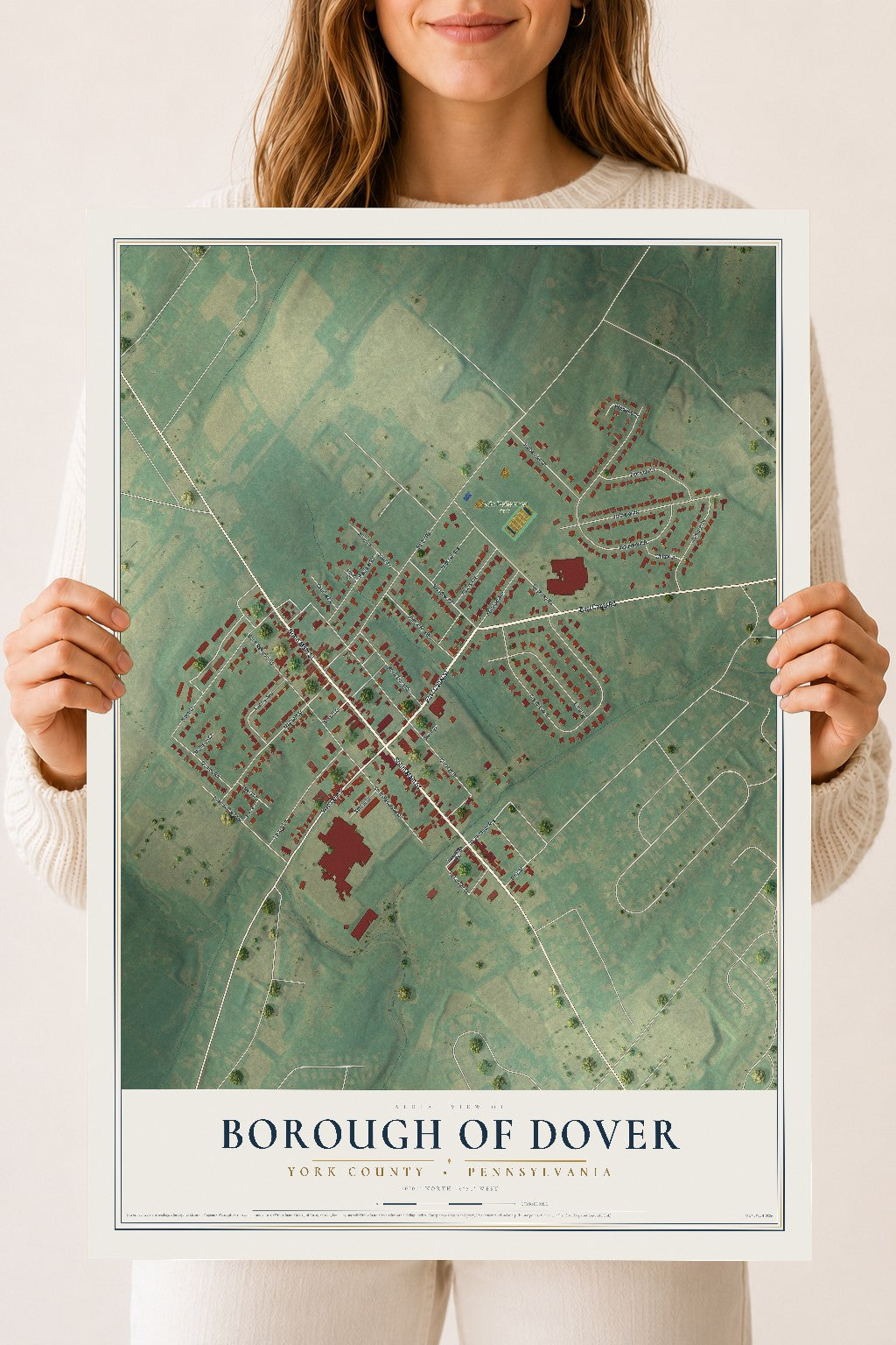 Map of the Borough of Dover, York County, Pennsylvania, 18 x 24 inch unframed archival matte print