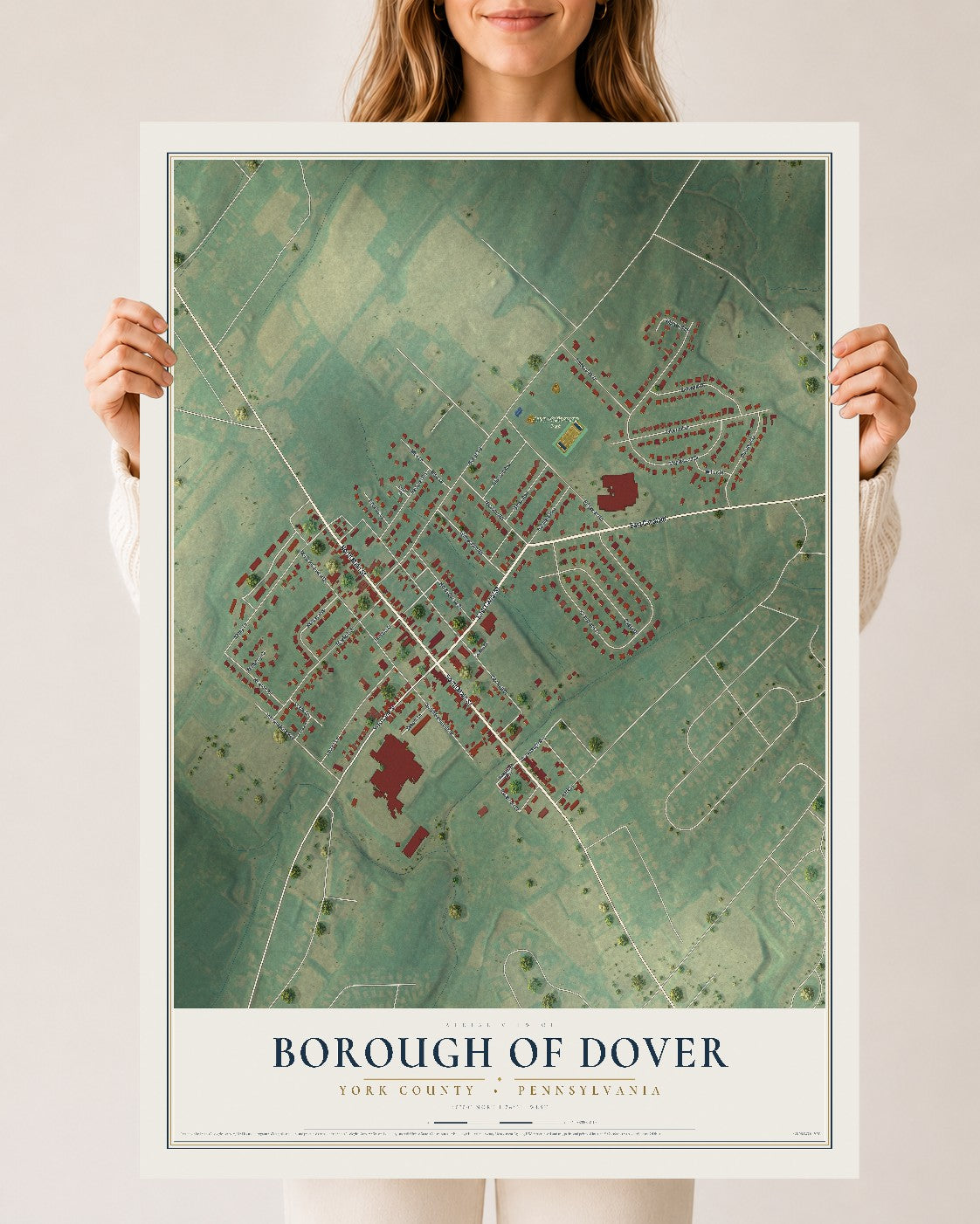 Map of the Borough of Dover, York County, Pennsylvania, 24 x 36 inch unframed archival matte print