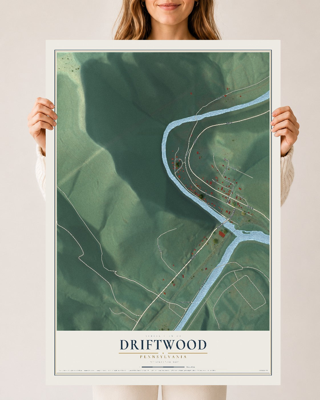 Map of Driftwood, Pennsylvania, 24 x 36 inch unframed archival matte print