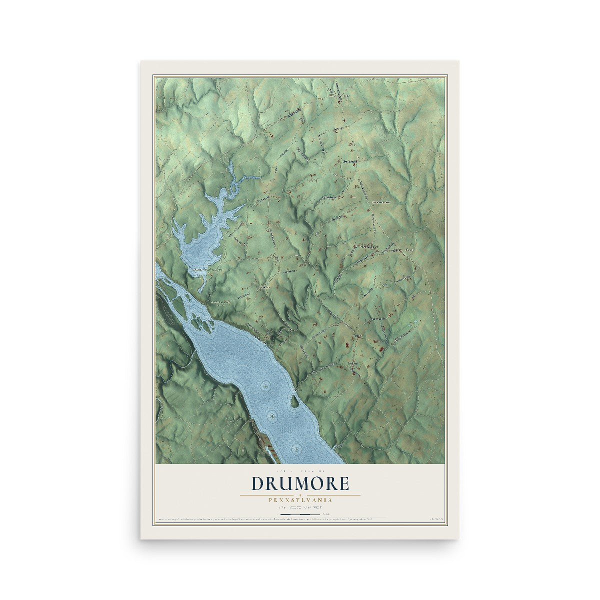 Map of Drumore, Pennsylvania, 12 x 18 inch unframed archival matte print