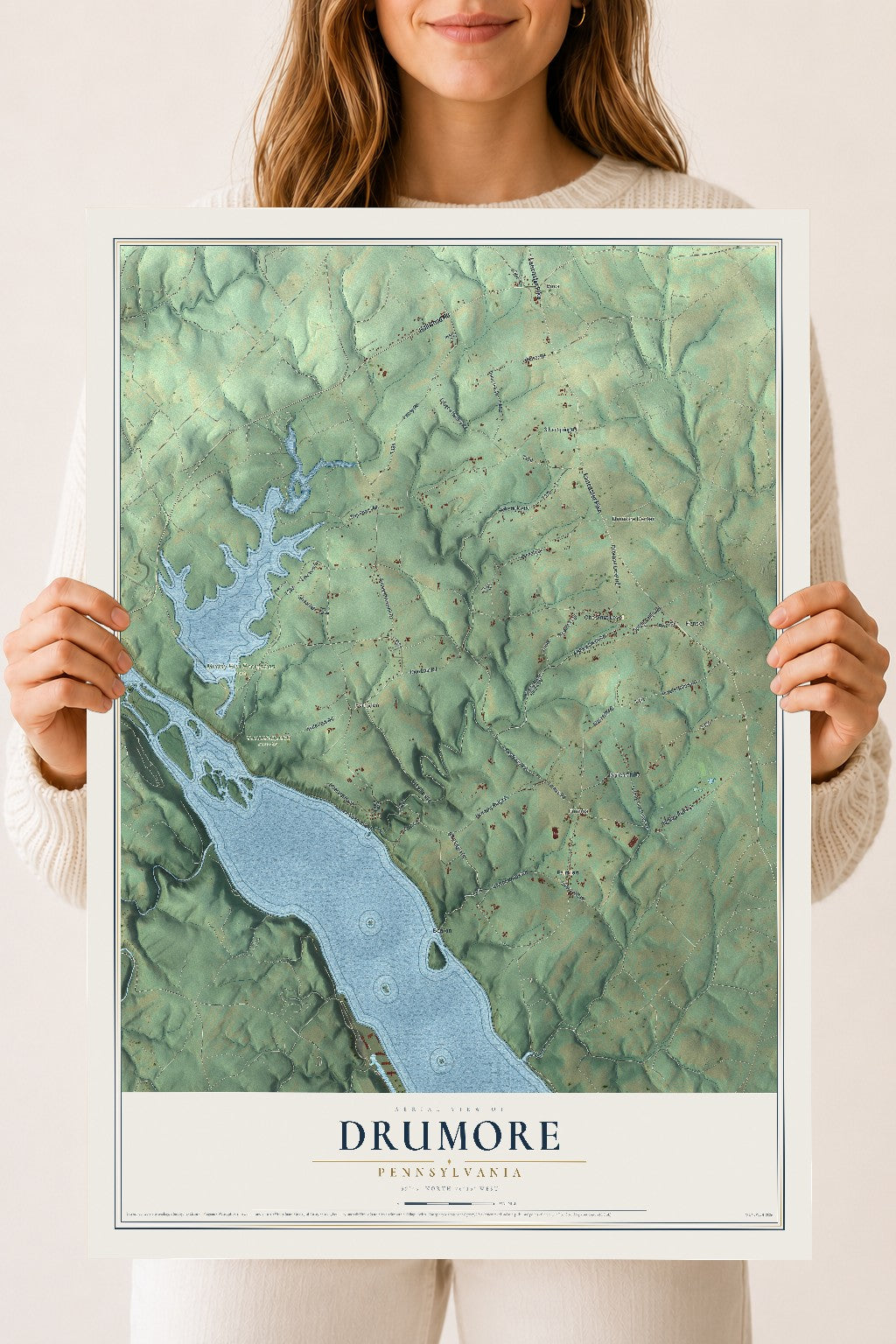 Map of Drumore, Pennsylvania, 18 x 24 inch unframed archival matte print