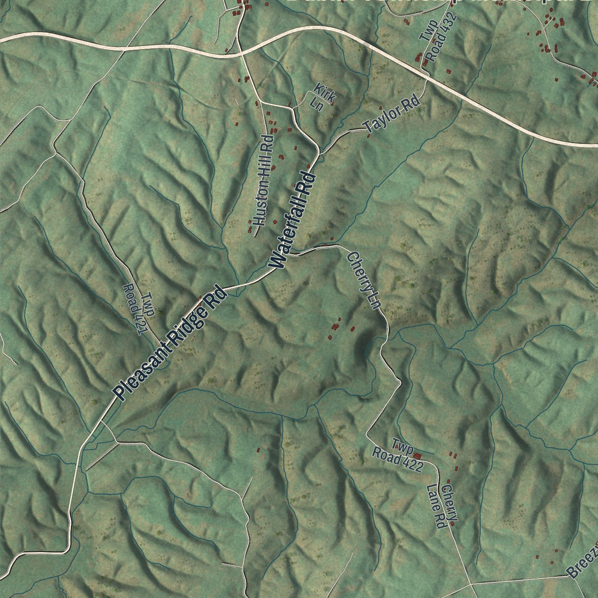 Close-up of the map of Dublin, Fulton County, Pennsylvania print showing street and building detail