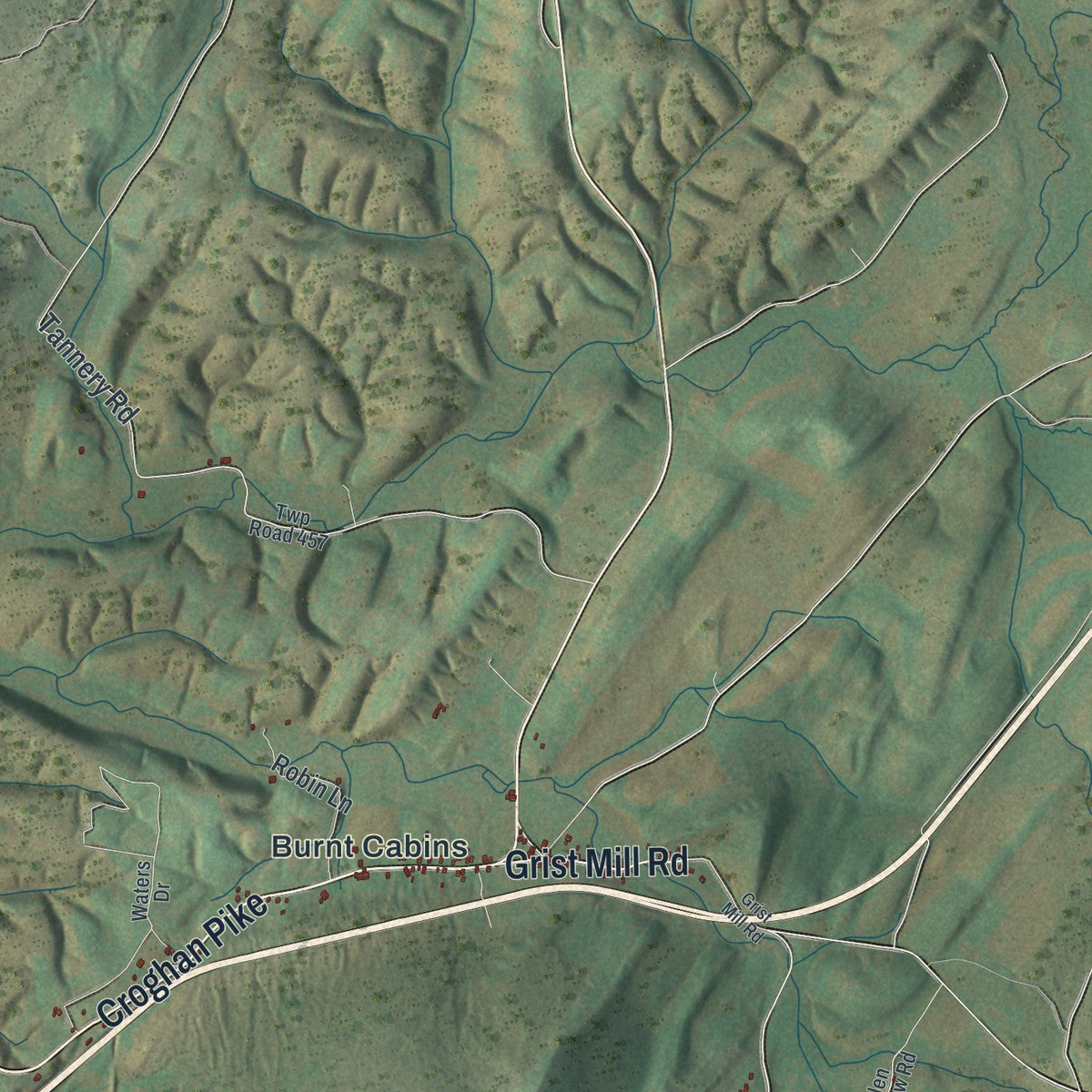 Second close-up of the map of Dublin, Fulton County, Pennsylvania print showing more streets and buildings