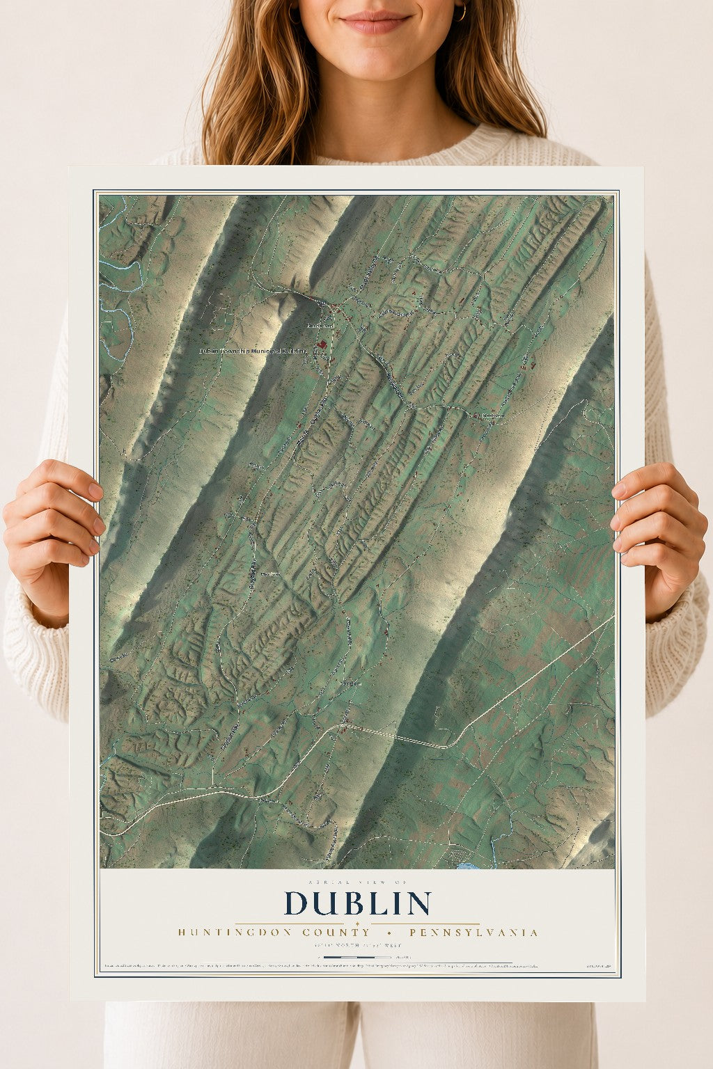Map of Dublin, Huntingdon County, Pennsylvania, 18 x 24 inch unframed archival matte print