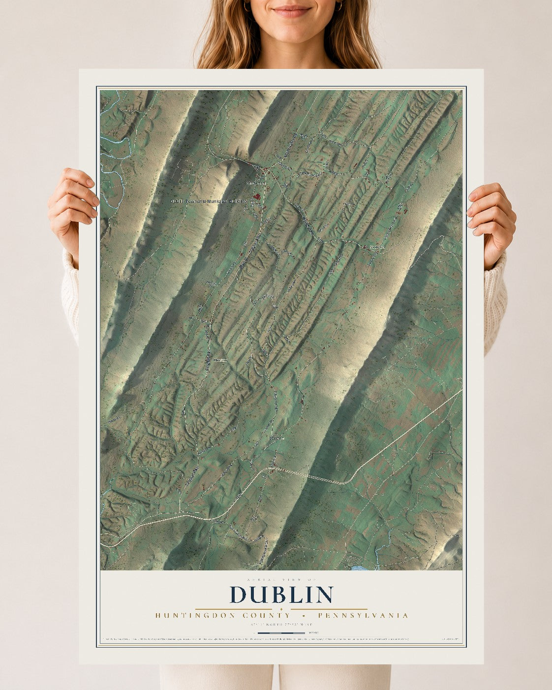 Map of Dublin, Huntingdon County, Pennsylvania, 24 x 36 inch unframed archival matte print