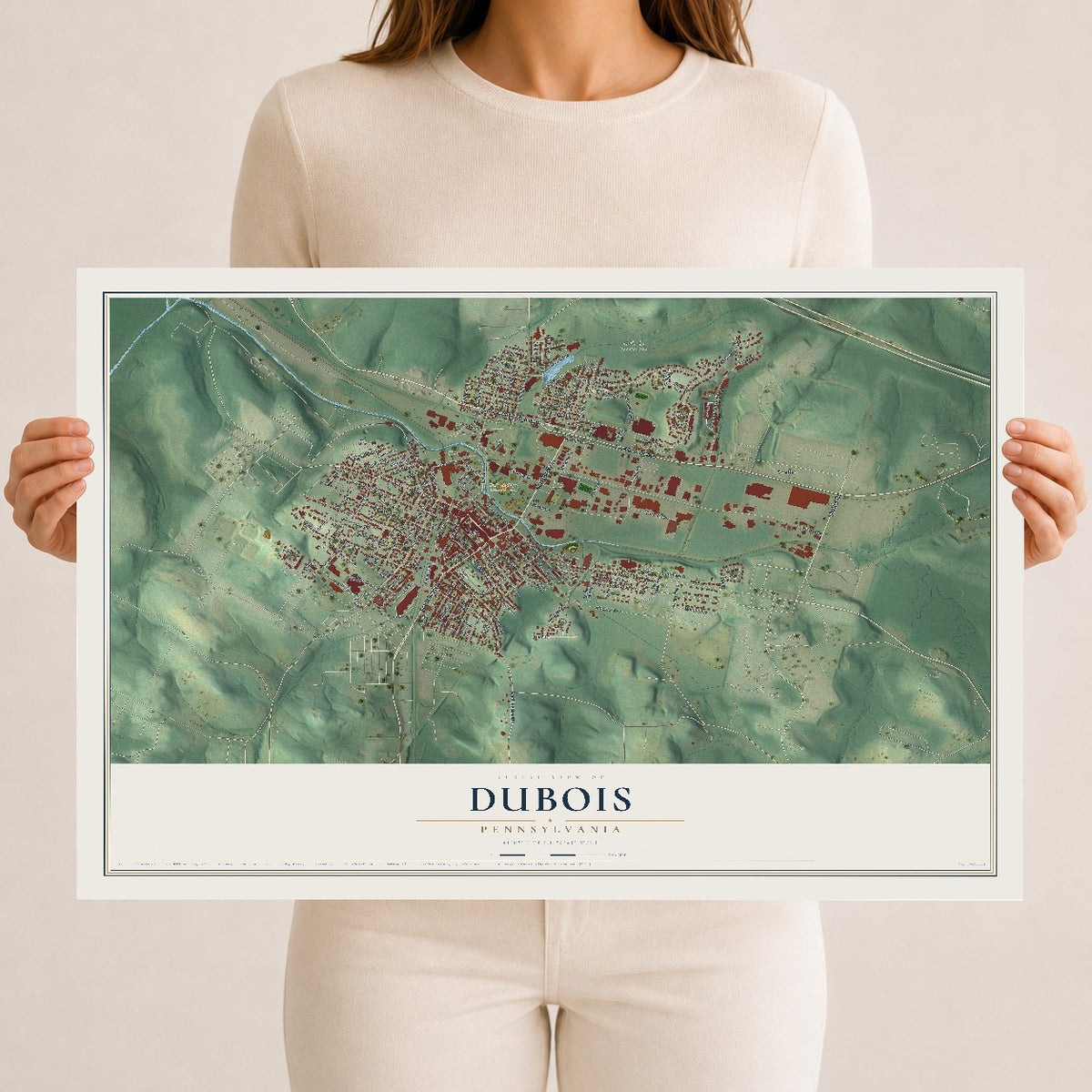 Map of DuBois, Pennsylvania, 12 x 18 inch unframed archival matte print