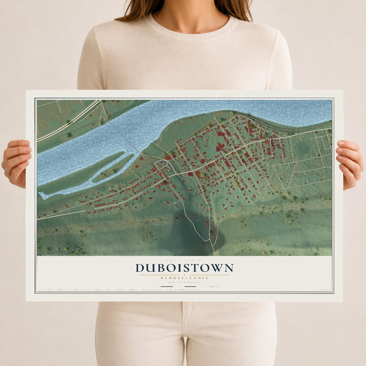 Map of Duboistown, Pennsylvania, 12 x 18 inch unframed archival matte print
