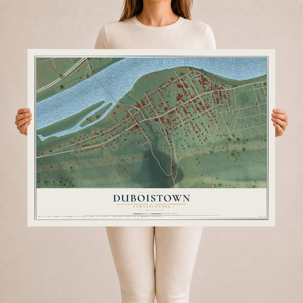 Map of Duboistown, Pennsylvania, 24 x 36 inch unframed archival matte print