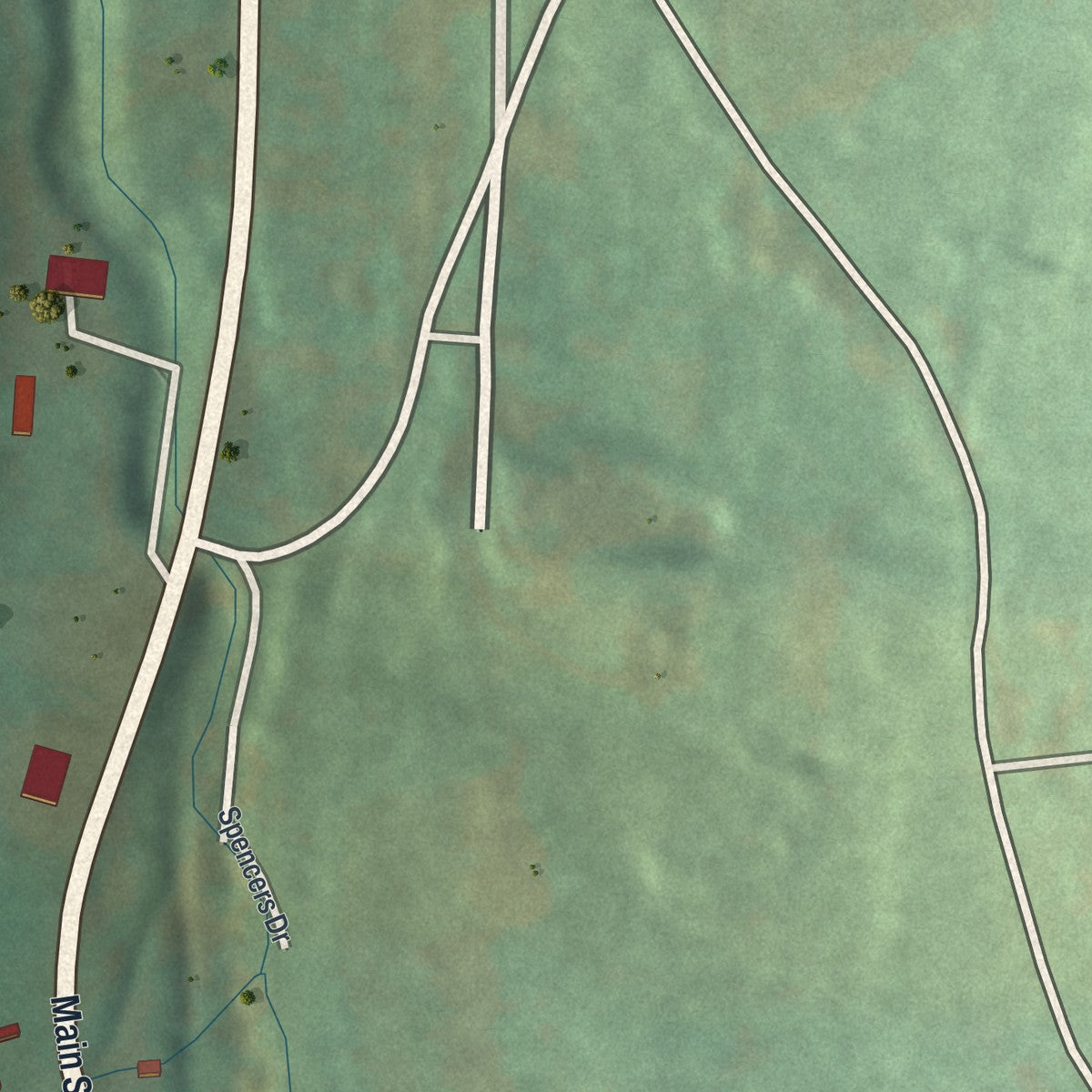 Close-up of the map of Dudley, Pennsylvania print showing street and building detail