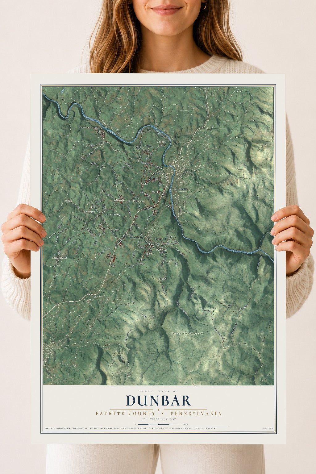 Map of Dunbar, Fayette County, Pennsylvania, 18 x 24 inch unframed archival matte print