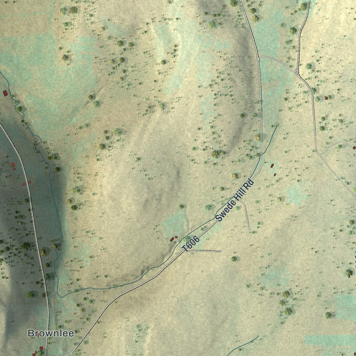 Second close-up of the map of Duncan, Pennsylvania print showing more streets and buildings