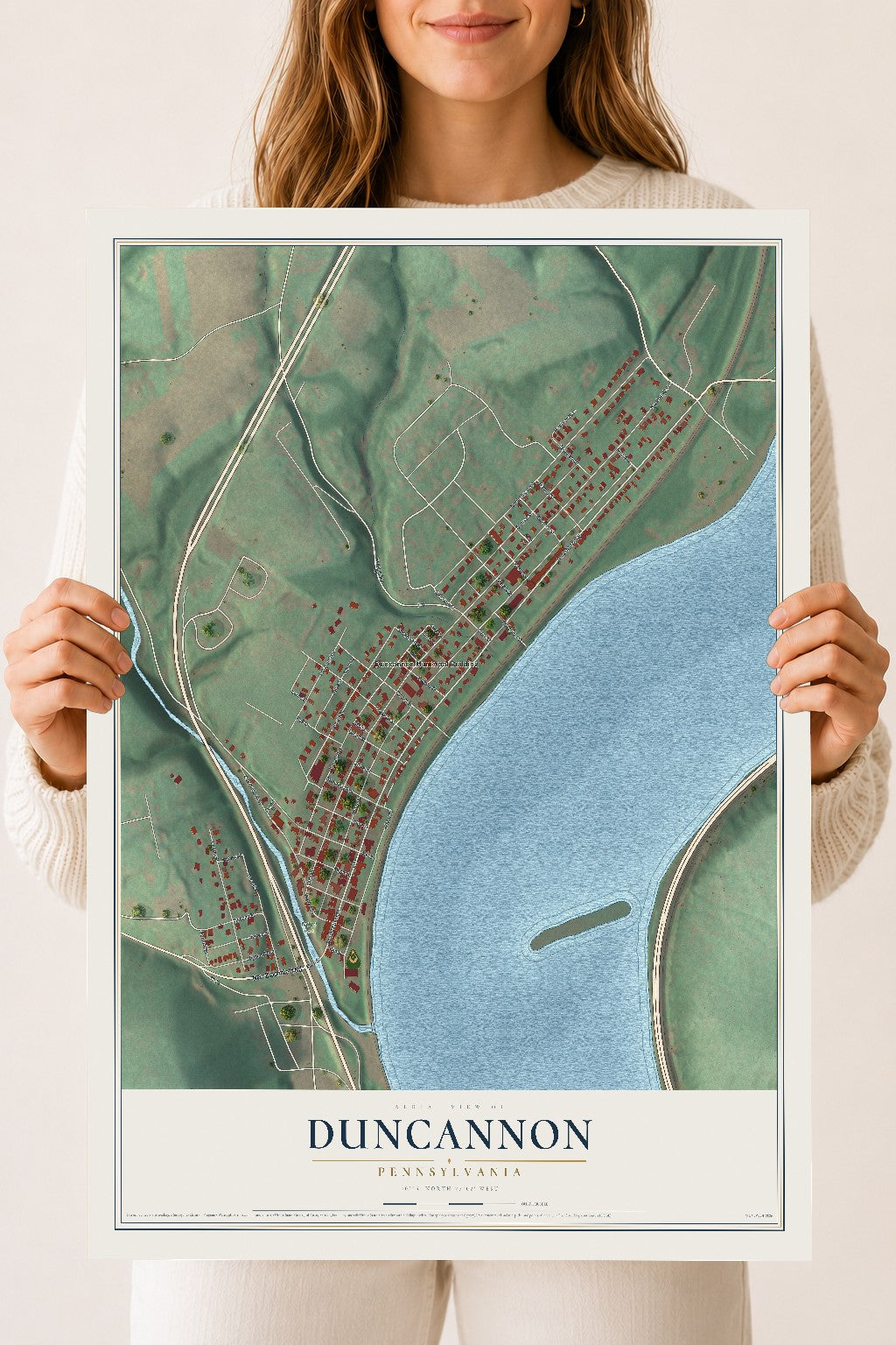 Map of Duncannon, Pennsylvania, 18 x 24 inch unframed archival matte print