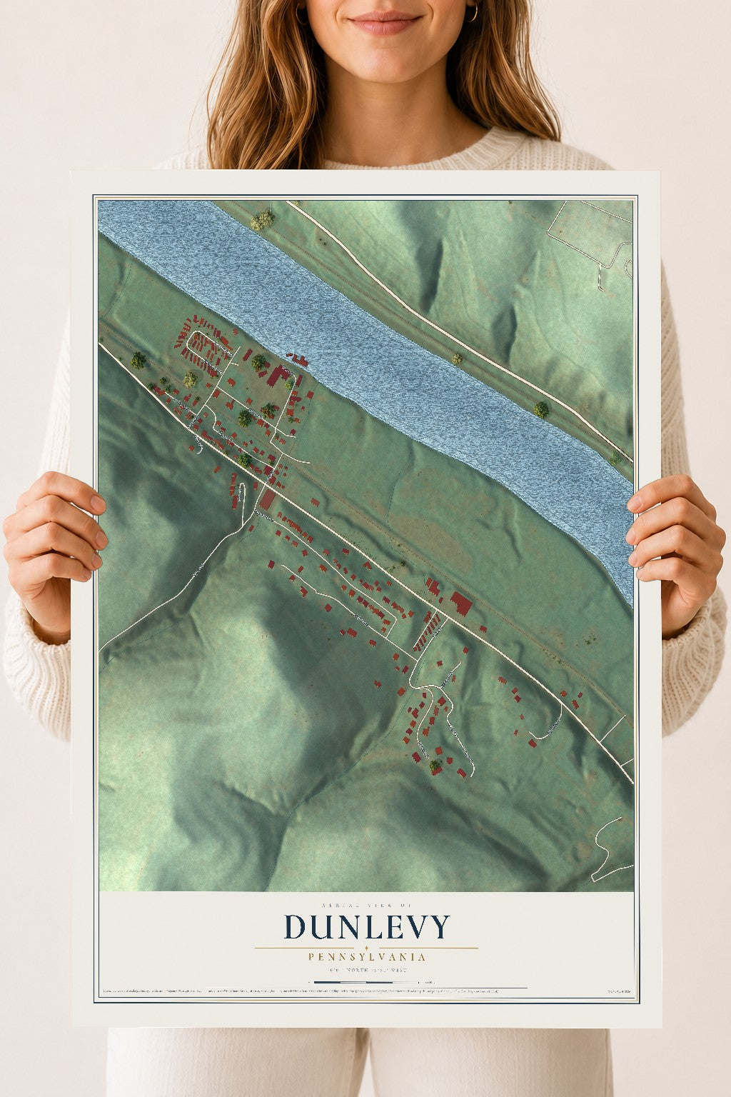Map of Dunlevy, Pennsylvania, 18 x 24 inch unframed archival matte print