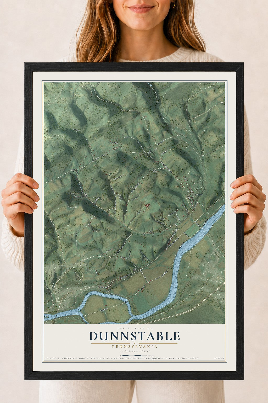 Map of Dunnstable, Pennsylvania, 18 x 24 inch print in a black wood frame