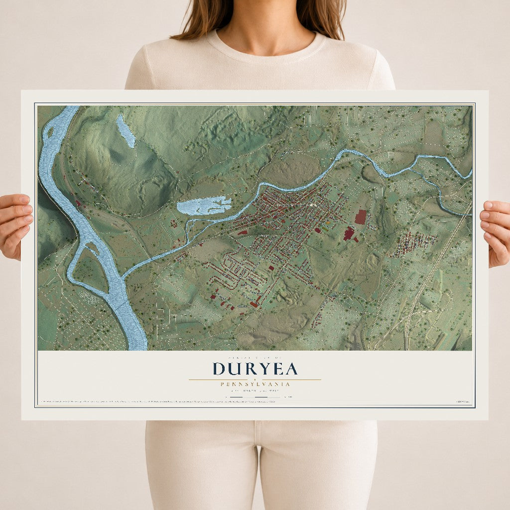 Map of Duryea, Pennsylvania, 18 x 24 inch unframed archival matte print