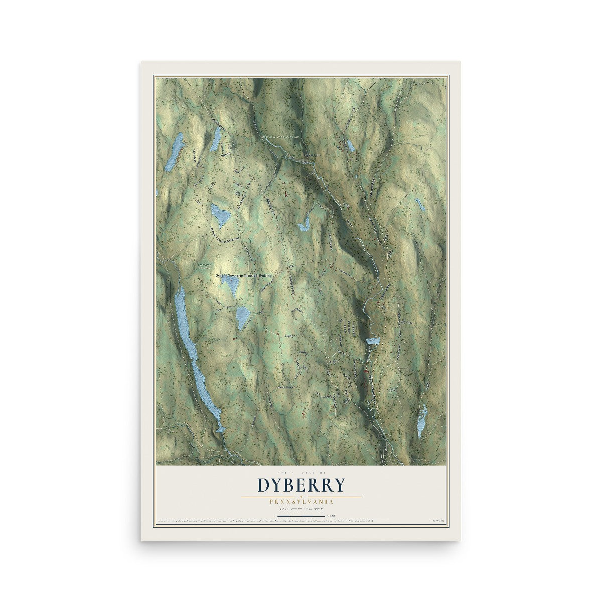 Map of Dyberry, Pennsylvania, 12 x 18 inch unframed archival matte print