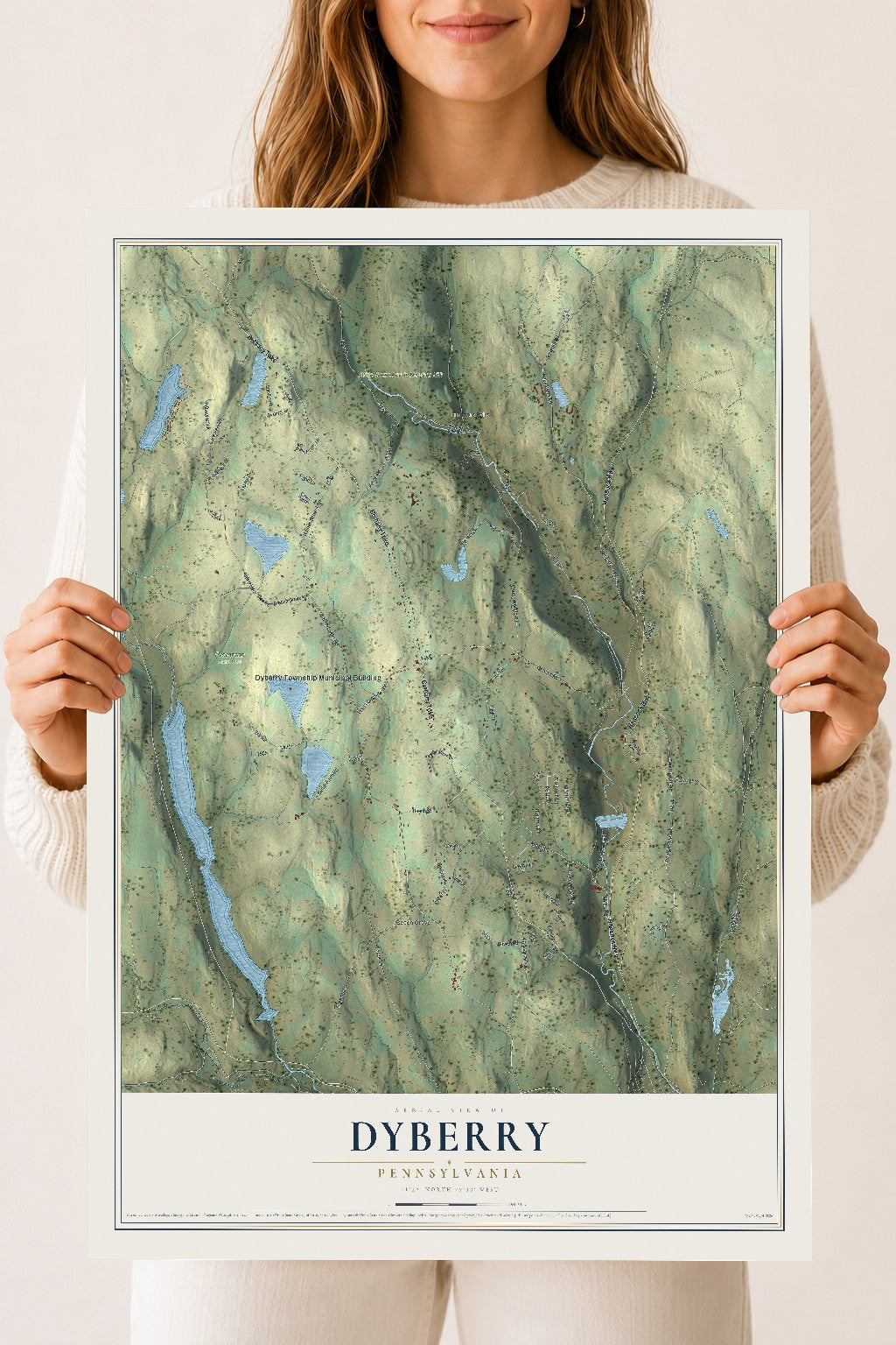 Map of Dyberry, Pennsylvania, 18 x 24 inch unframed archival matte print