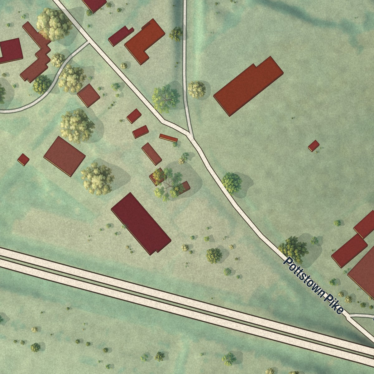 Close-up of the map of Eagle, Pennsylvania print showing street and building detail