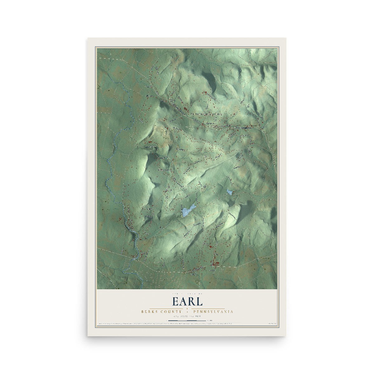 Map of Earl, Berks County, Pennsylvania, 12 x 18 inch unframed archival matte print