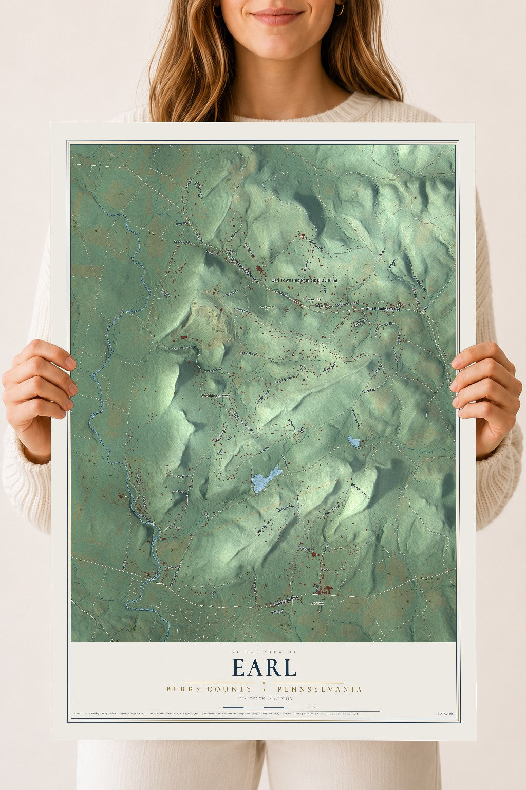 Map of Earl, Berks County, Pennsylvania, 18 x 24 inch unframed archival matte print