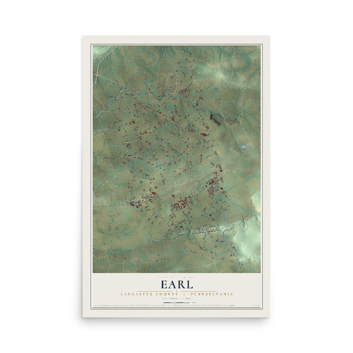 Map of Earl, Lancaster County, Pennsylvania, 12 x 18 inch unframed archival matte print