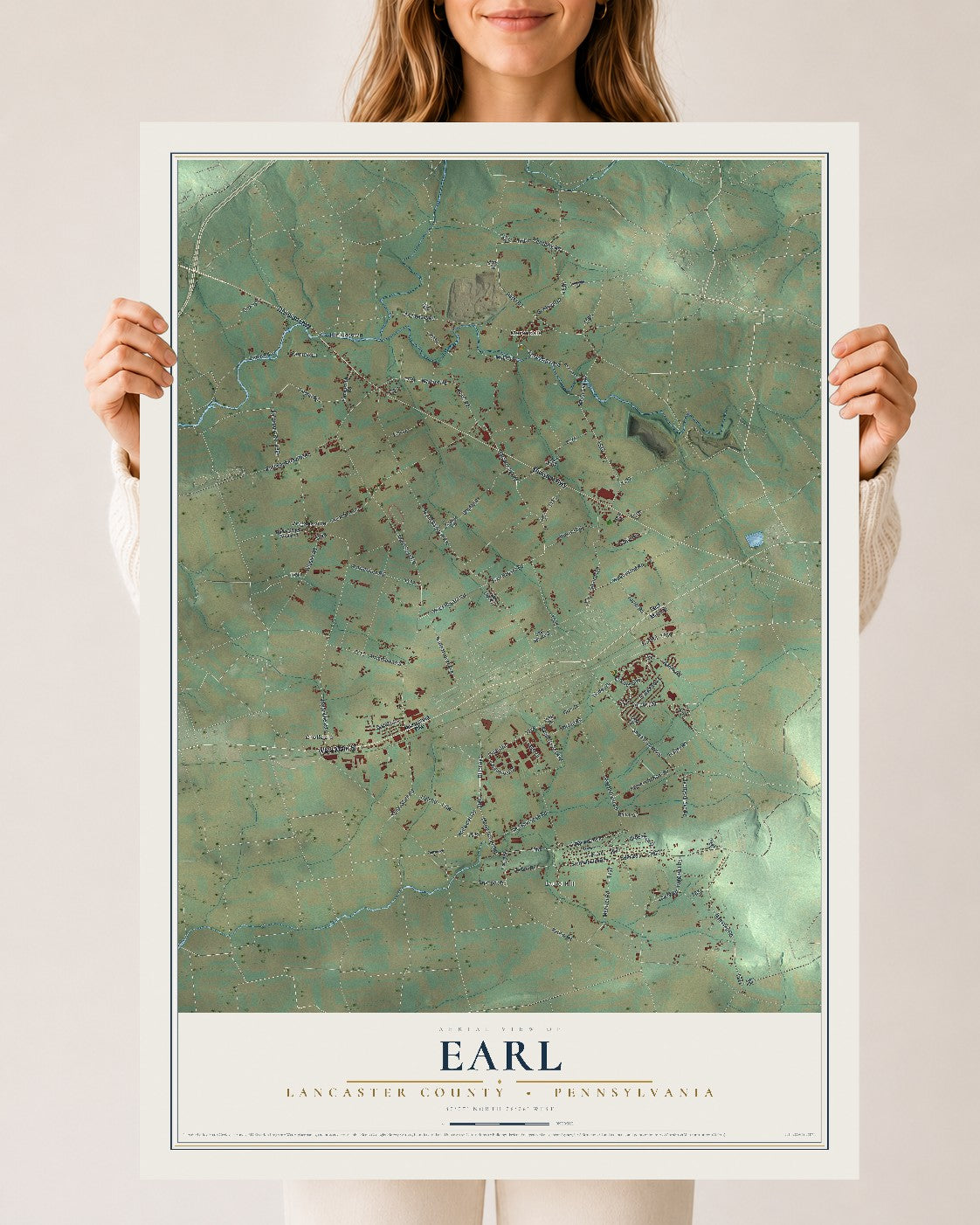Map of Earl, Lancaster County, Pennsylvania, 24 x 36 inch unframed archival matte print
