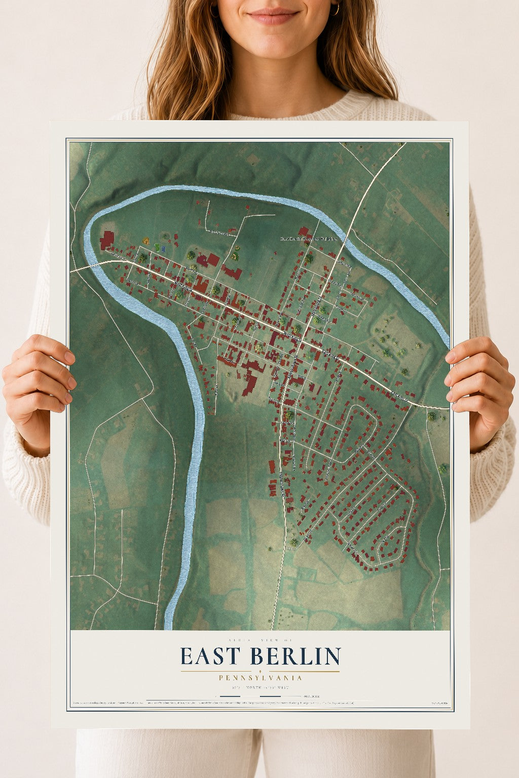 Map of East Berlin, Pennsylvania, 18 x 24 inch unframed archival matte print