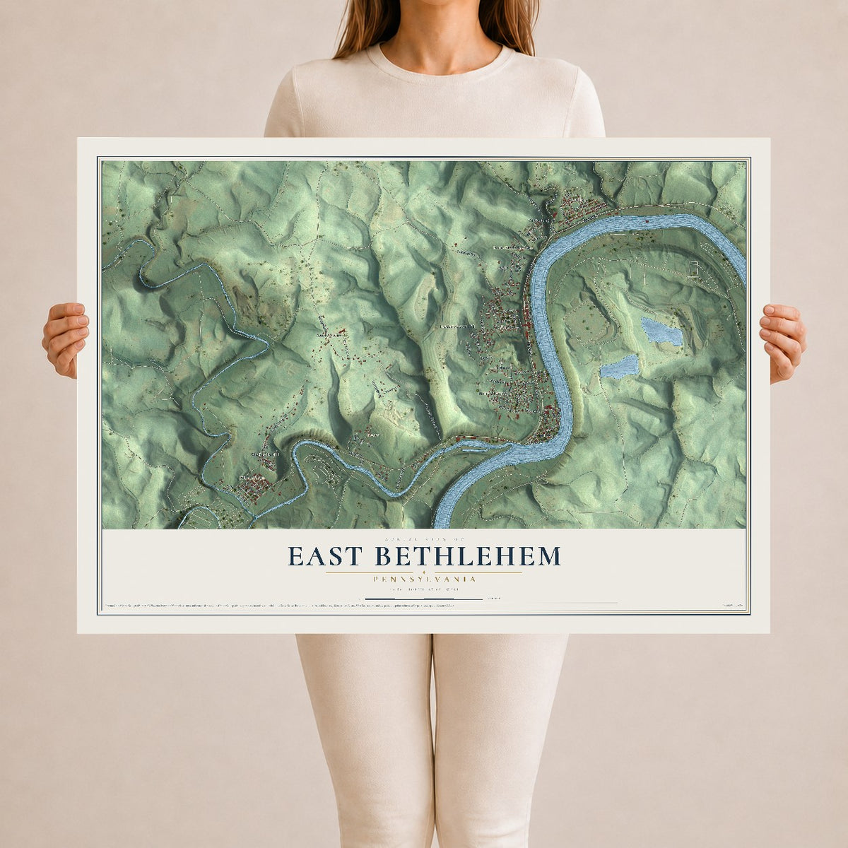 Map of East Bethlehem, Pennsylvania, 24 x 36 inch unframed archival matte print