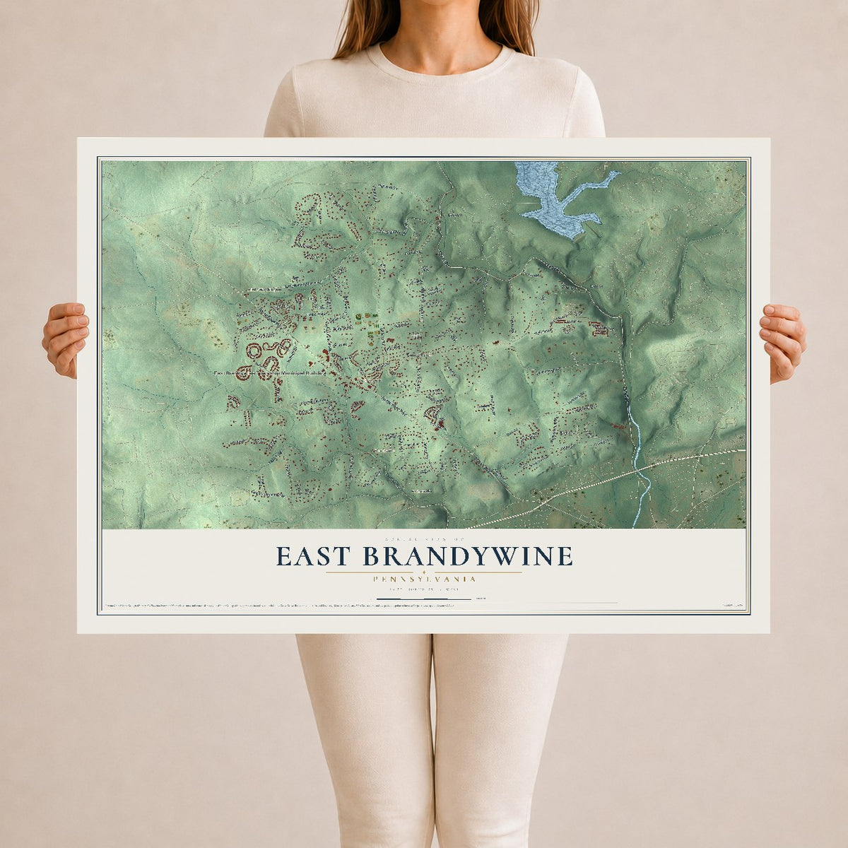 Map of East Brandywine, Pennsylvania, 24 x 36 inch unframed archival matte print
