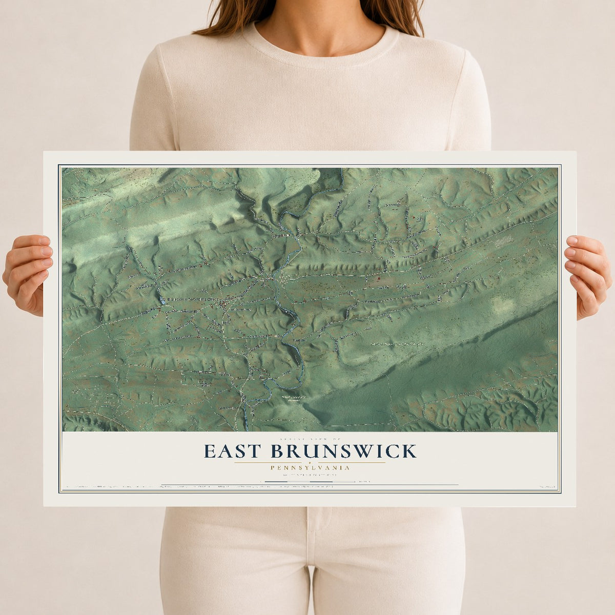 Map of East Brunswick, Pennsylvania, 12 x 18 inch unframed archival matte print