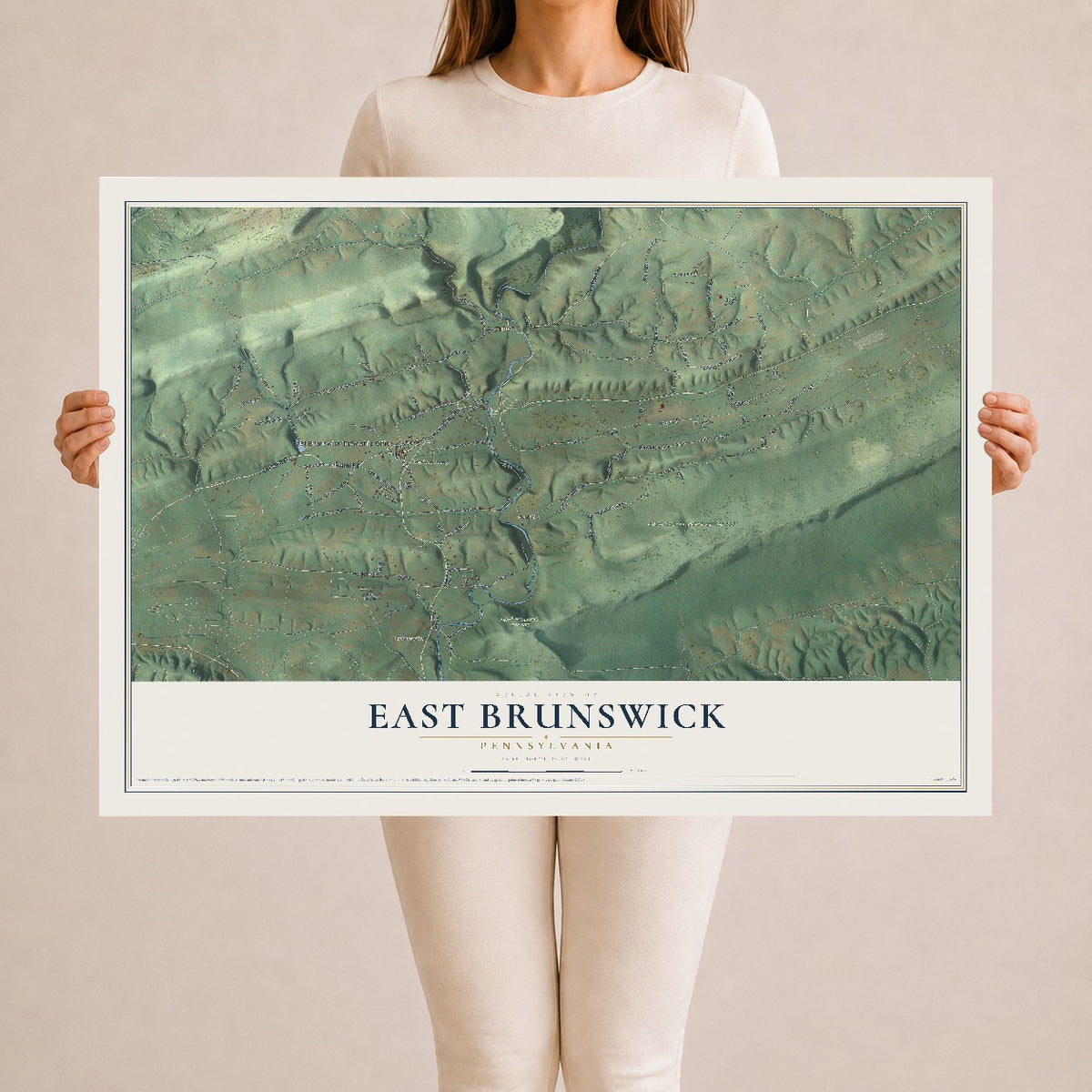 Map of East Brunswick, Pennsylvania, 24 x 36 inch unframed archival matte print