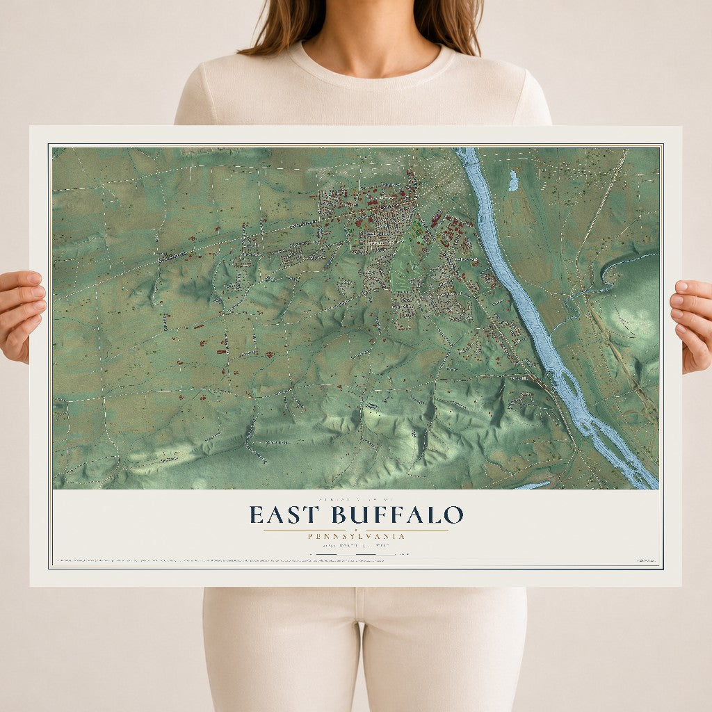 Map of East Buffalo, Pennsylvania, 18 x 24 inch unframed archival matte print
