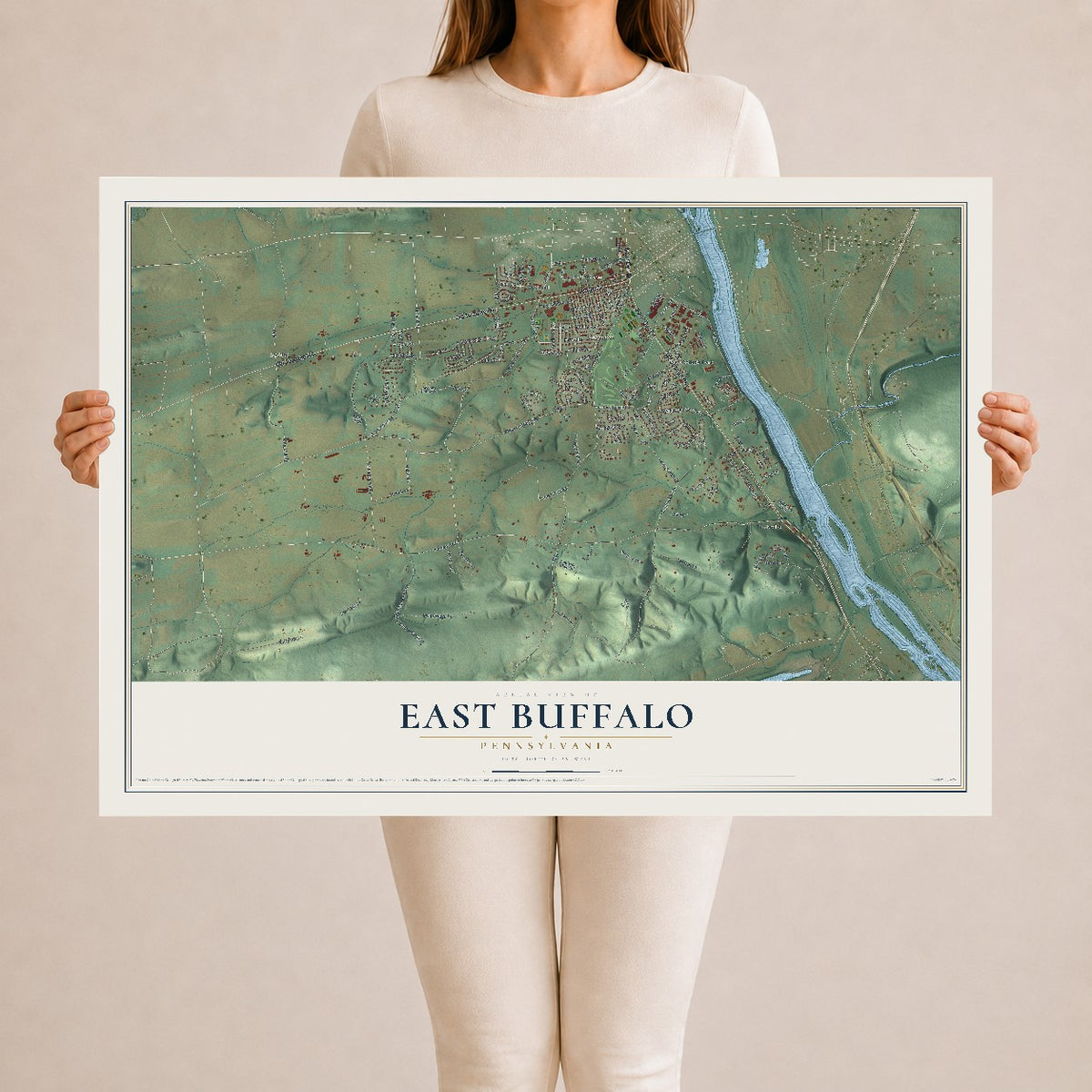 Map of East Buffalo, Pennsylvania, 24 x 36 inch unframed archival matte print