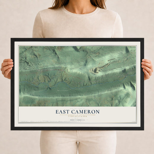 Map of East Cameron, Pennsylvania, 12 x 18 inch print in a black wood frame