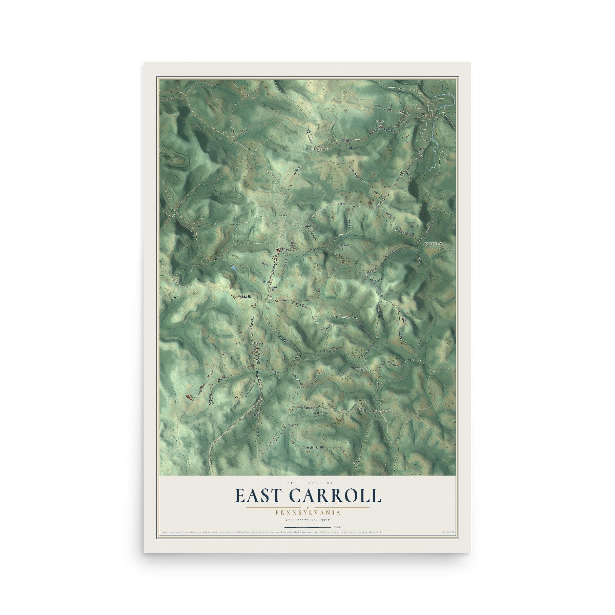 Map of East Carroll, Pennsylvania, 12 x 18 inch unframed archival matte print