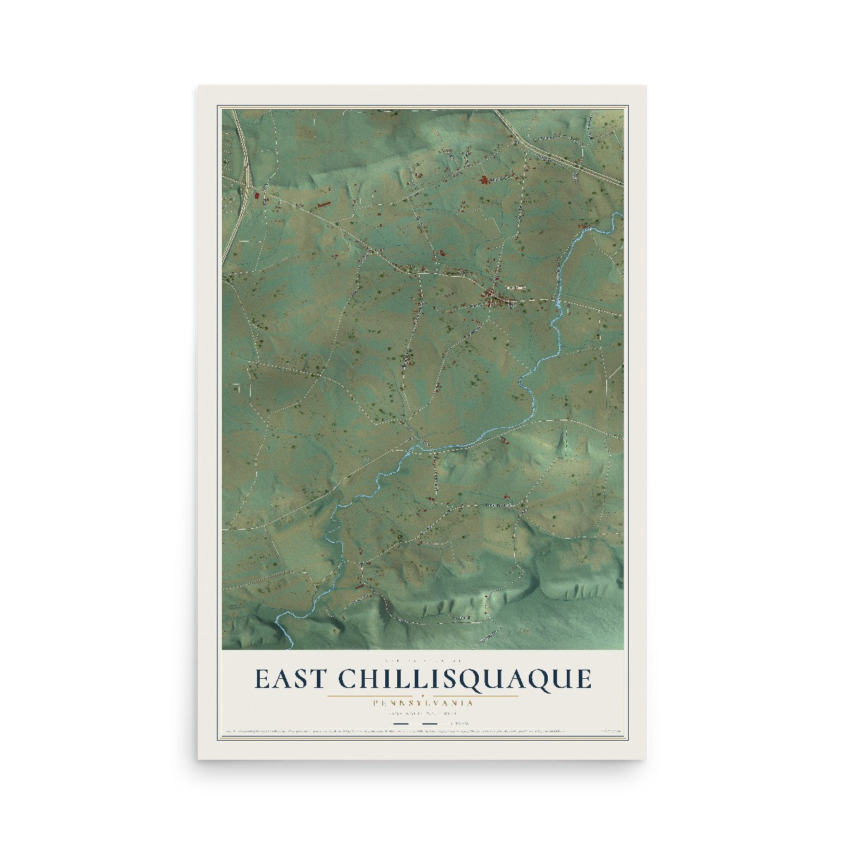 Map of East Chillisquaque, Pennsylvania, 12 x 18 inch unframed archival matte print