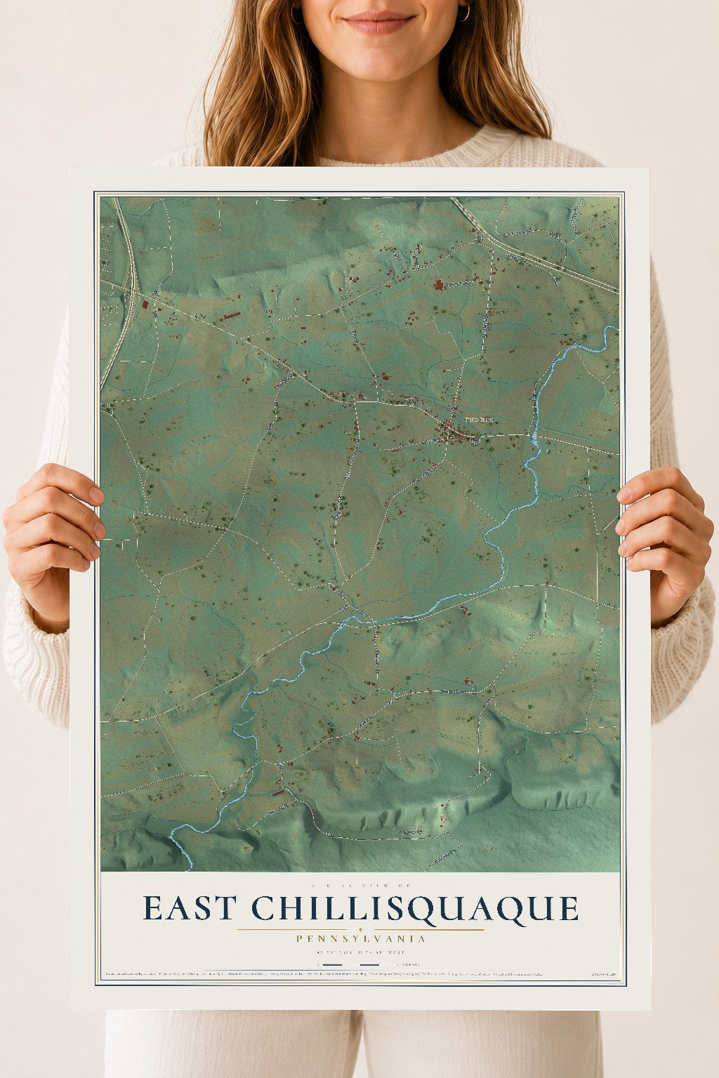 Map of East Chillisquaque, Pennsylvania, 18 x 24 inch unframed archival matte print