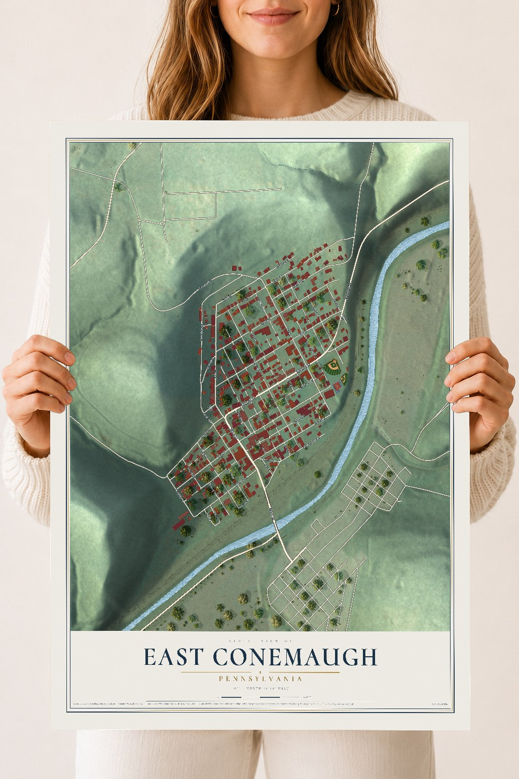 Map of East Conemaugh, Pennsylvania, 18 x 24 inch unframed archival matte print