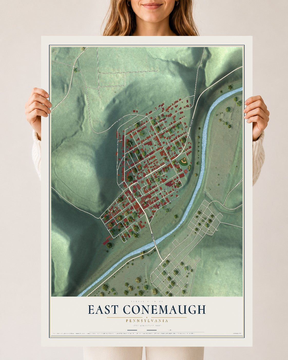 Map of East Conemaugh, Pennsylvania, 24 x 36 inch unframed archival matte print