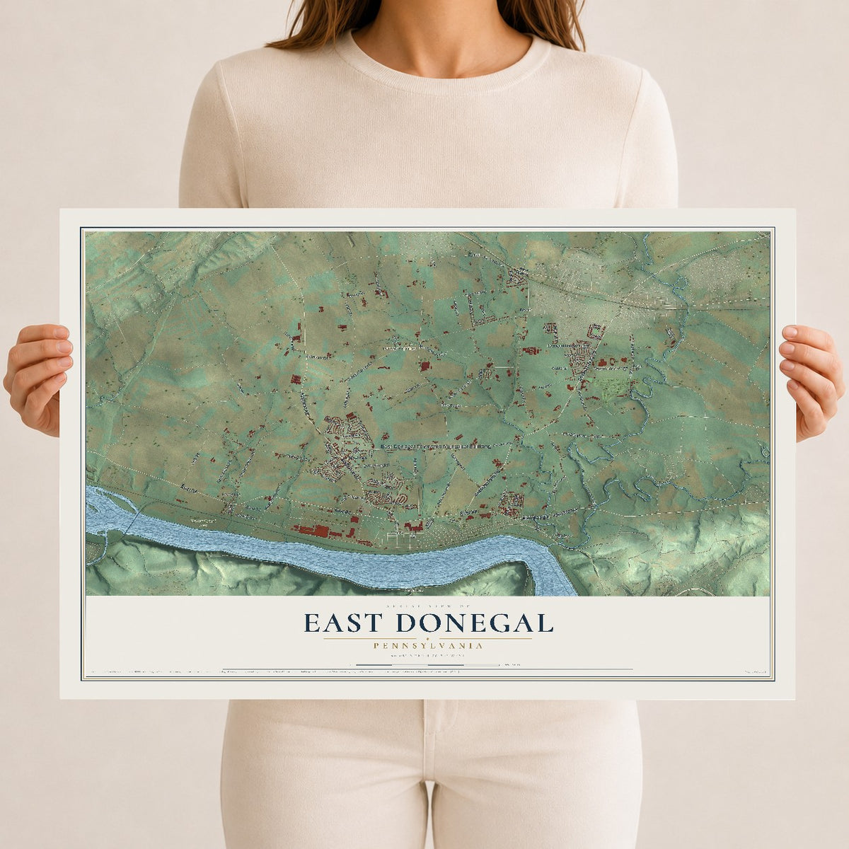 Map of East Donegal, Pennsylvania, 12 x 18 inch unframed archival matte print