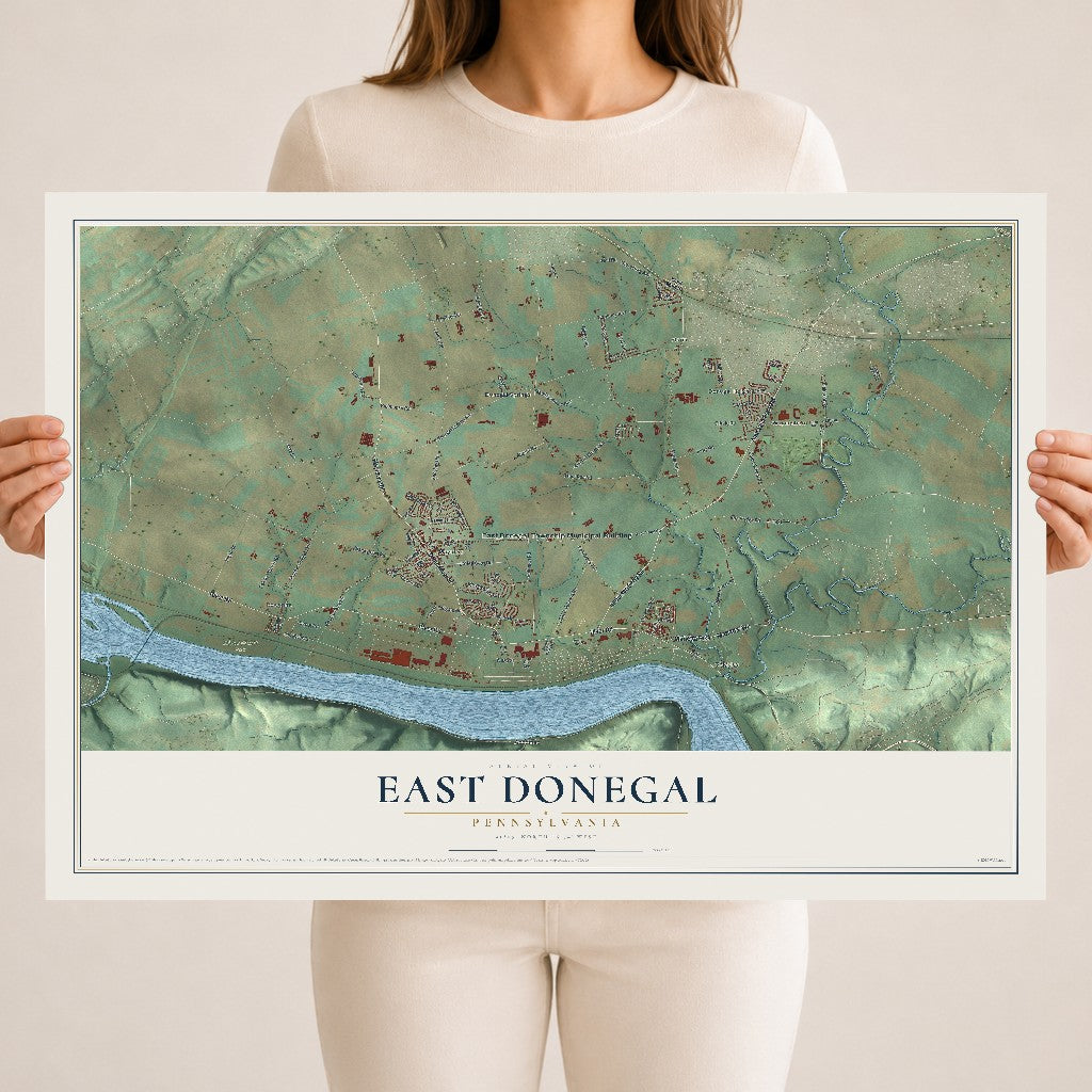 Map of East Donegal, Pennsylvania, 18 x 24 inch unframed archival matte print
