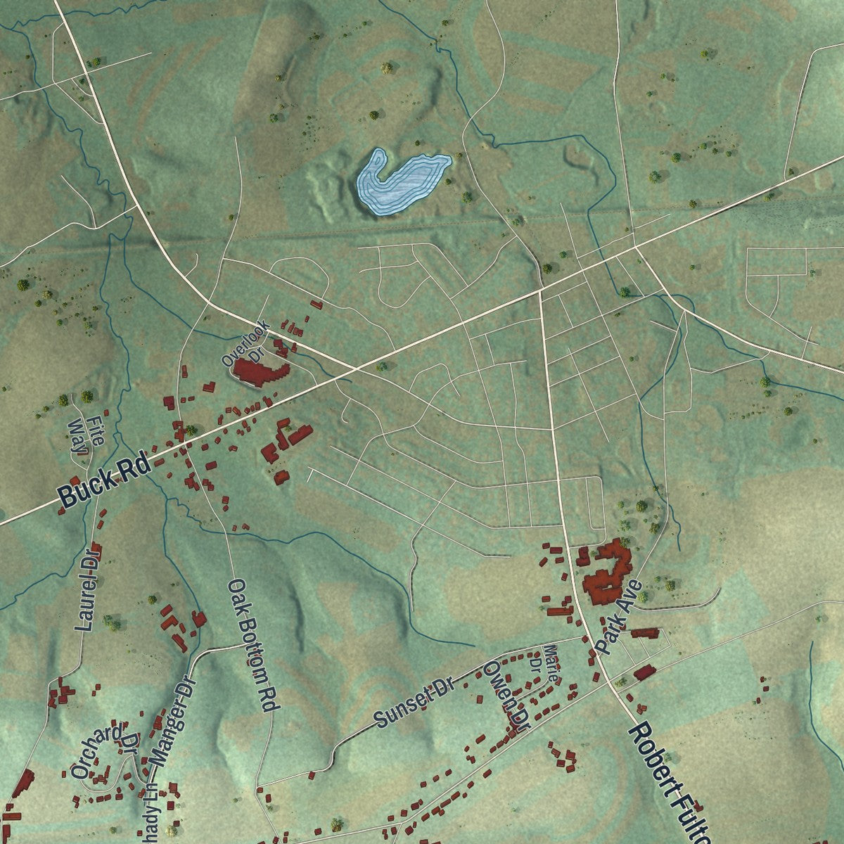 Second close-up of the map of East Drumore, Pennsylvania print showing more streets and buildings