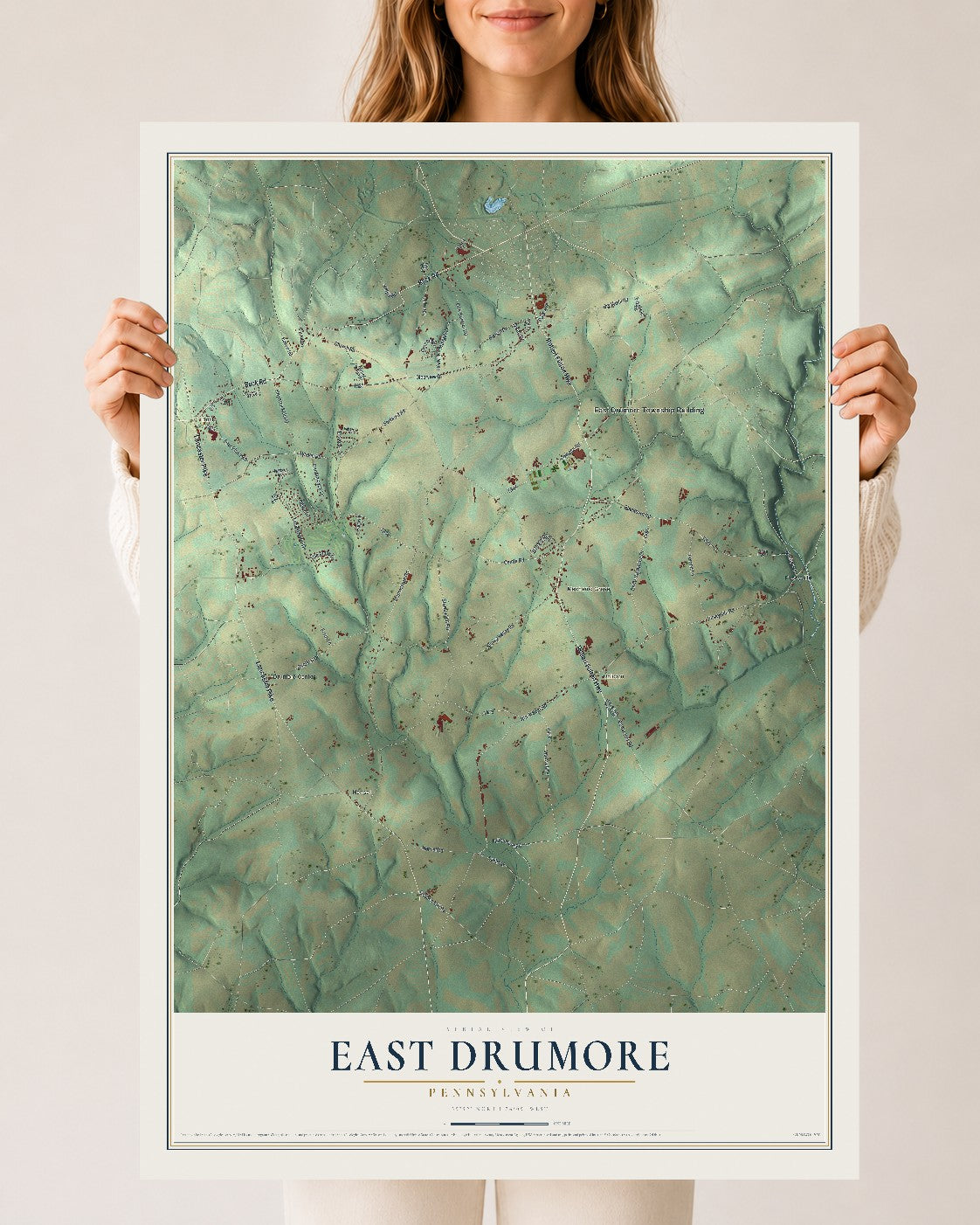 Map of East Drumore, Pennsylvania, 24 x 36 inch unframed archival matte print
