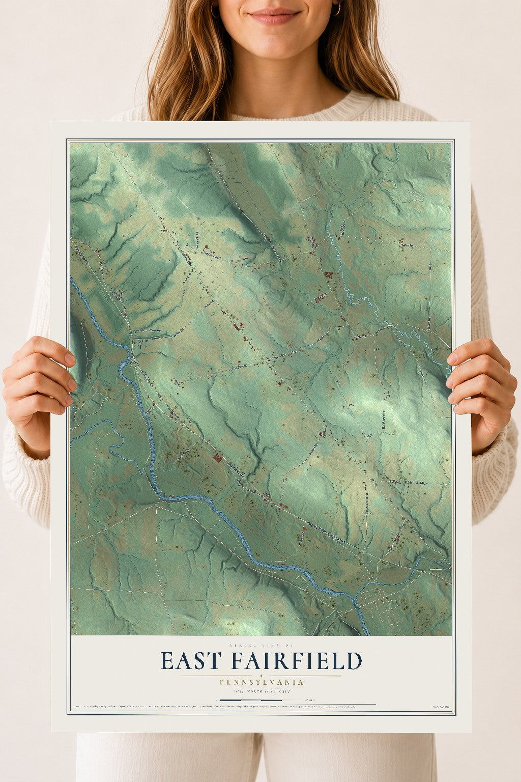 Map of East Fairfield, Pennsylvania, 18 x 24 inch unframed archival matte print