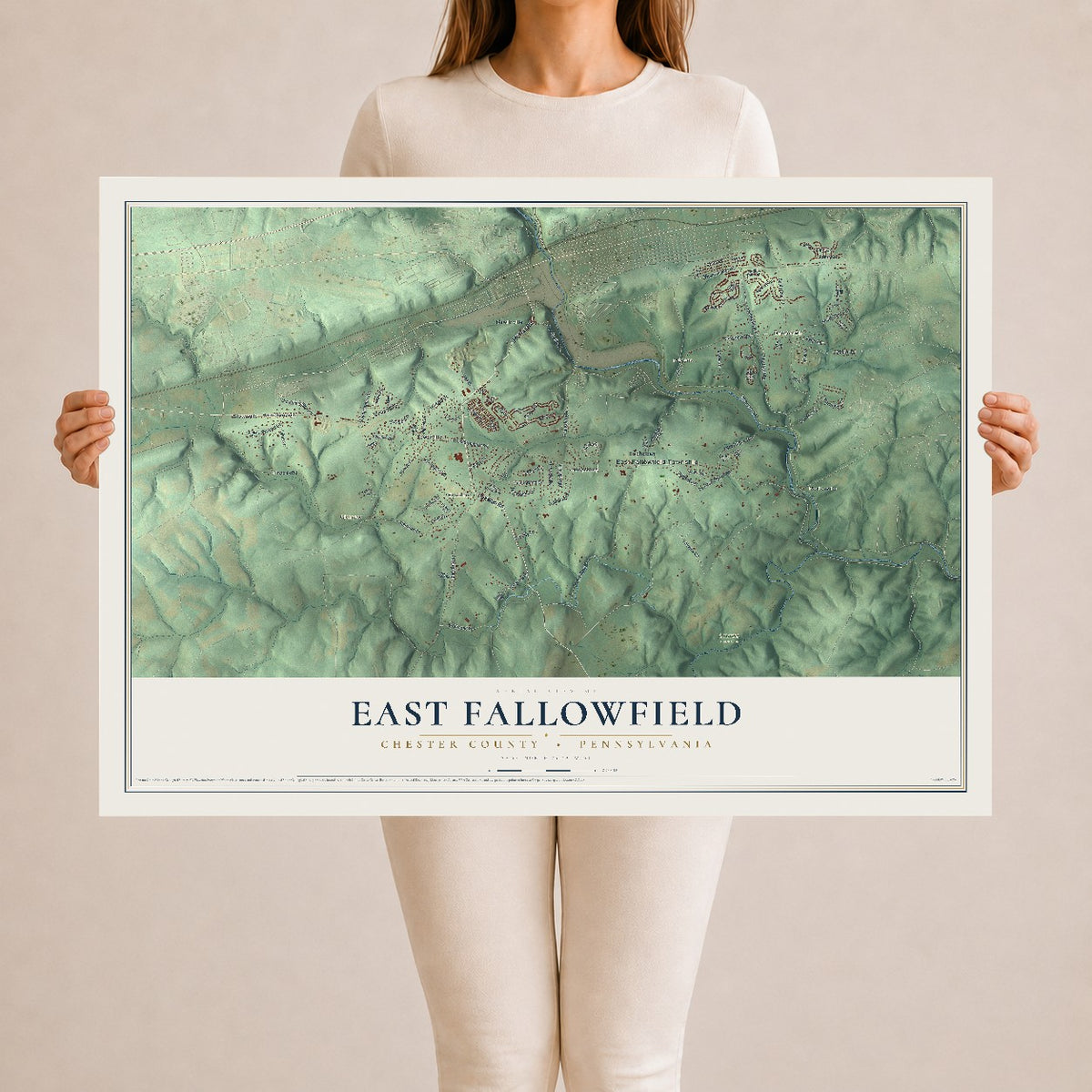 Map of East Fallowfield, Chester County, Pennsylvania, 24 x 36 inch unframed archival matte print