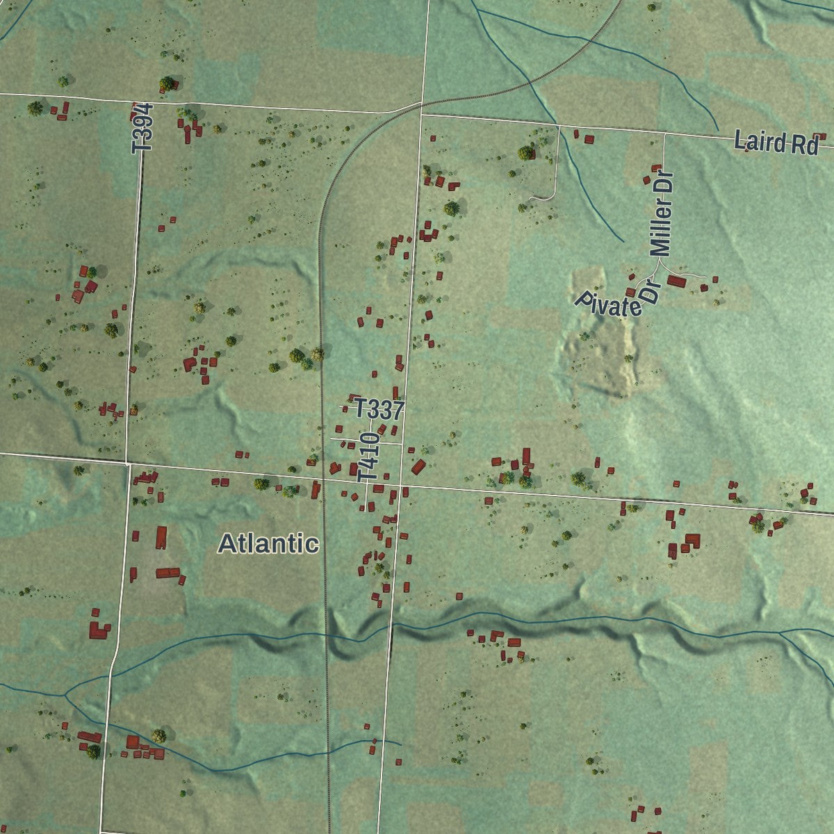 Second close-up of the map of East Fallowfield, Crawford County, Pennsylvania print showing more streets and buildings