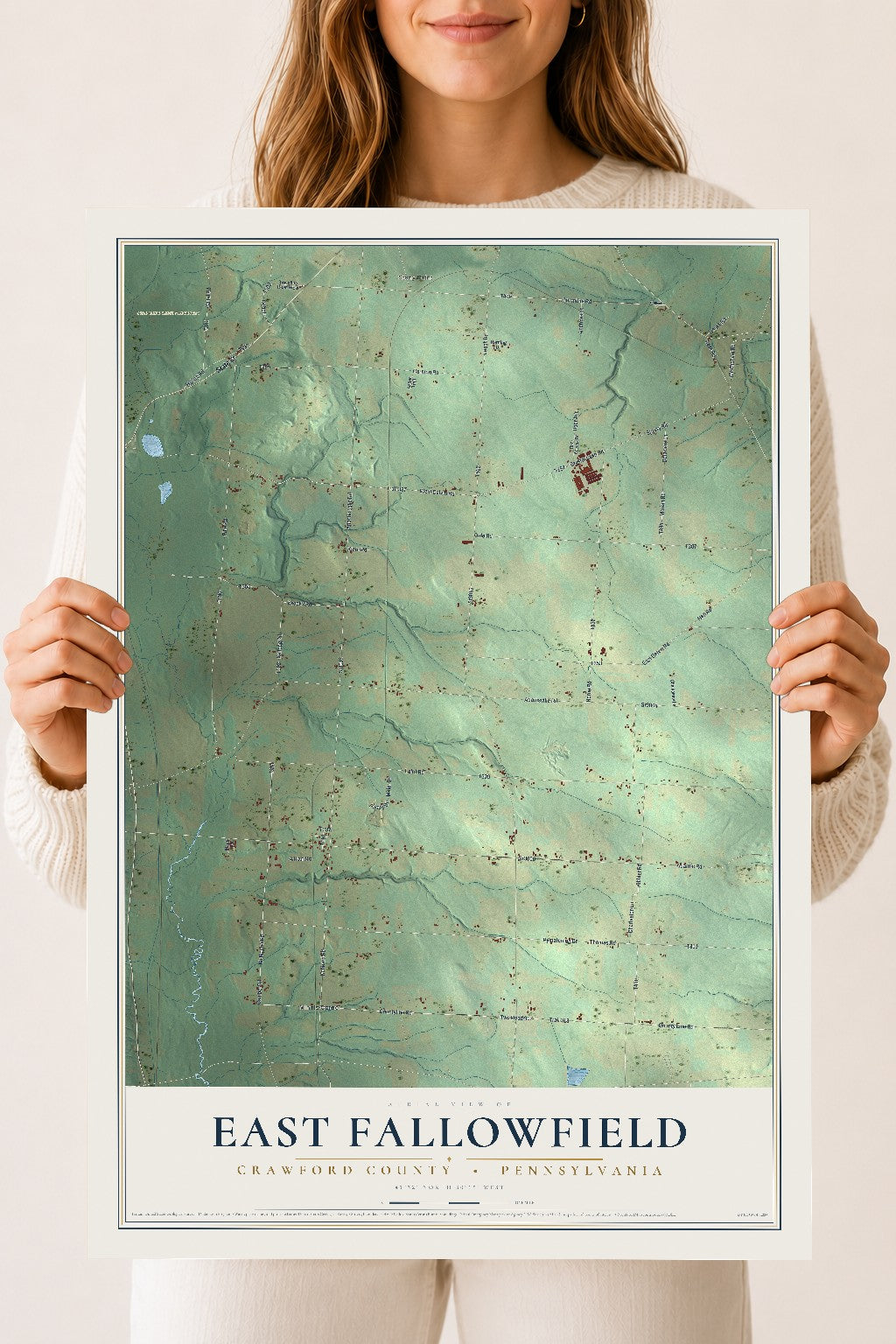 Map of East Fallowfield, Crawford County, Pennsylvania, 18 x 24 inch unframed archival matte print