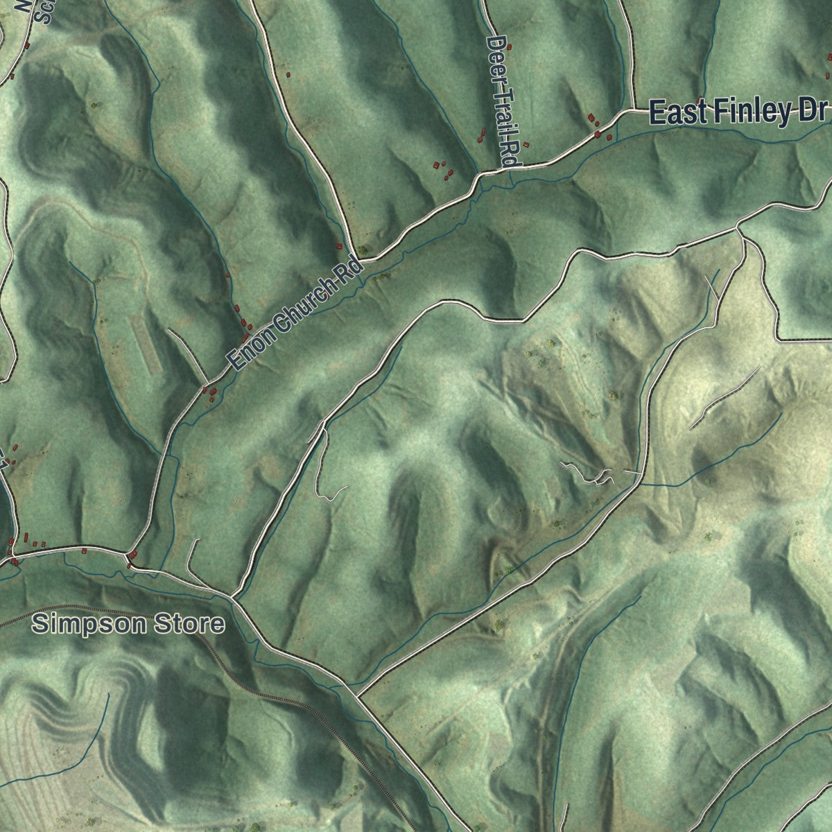 Second close-up of the map of East Finley, Pennsylvania print showing more streets and buildings