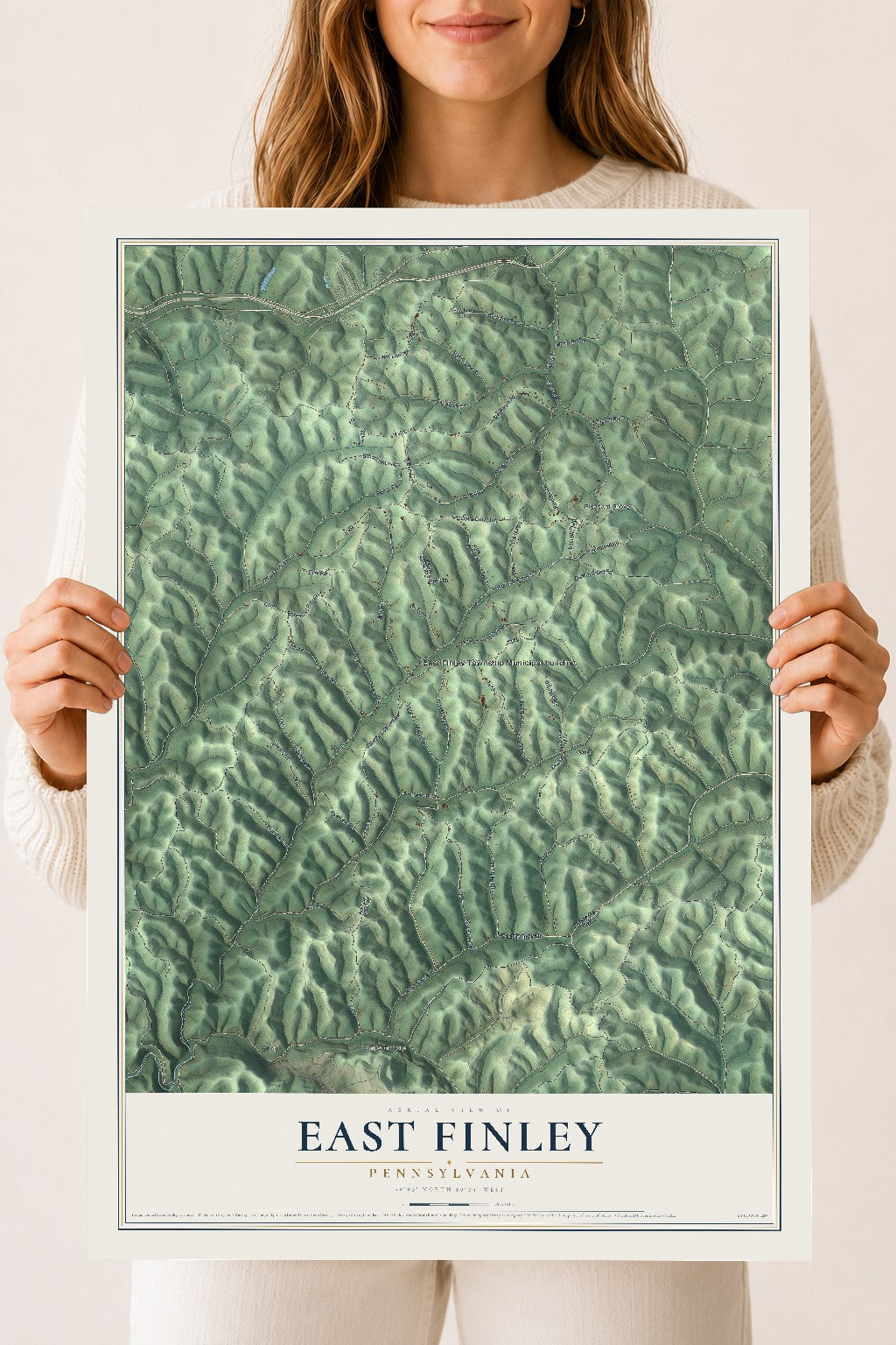 Map of East Finley, Pennsylvania, 18 x 24 inch unframed archival matte print