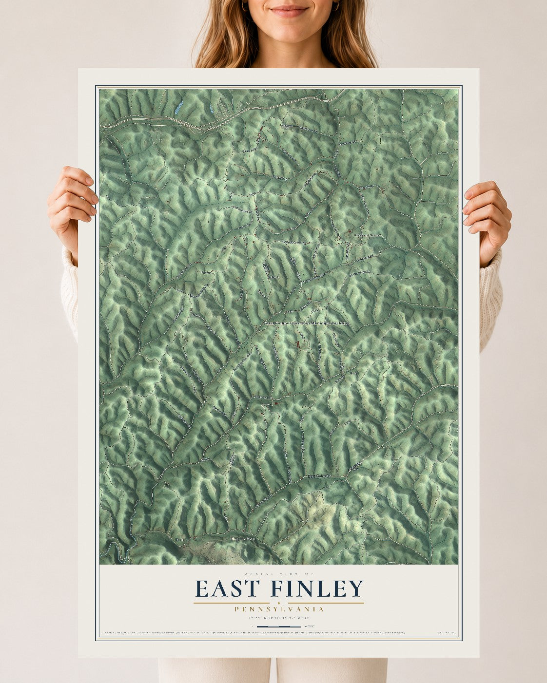 Map of East Finley, Pennsylvania, 24 x 36 inch unframed archival matte print